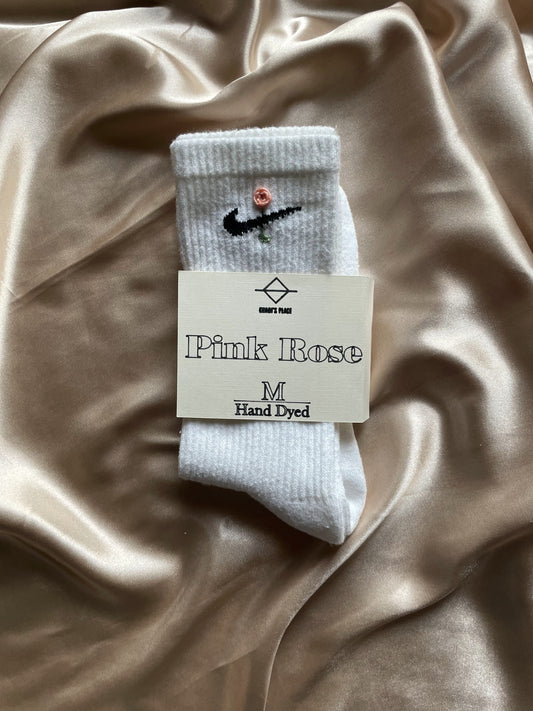 Pink Rose Custom Embroidered Everyday Cush Socks