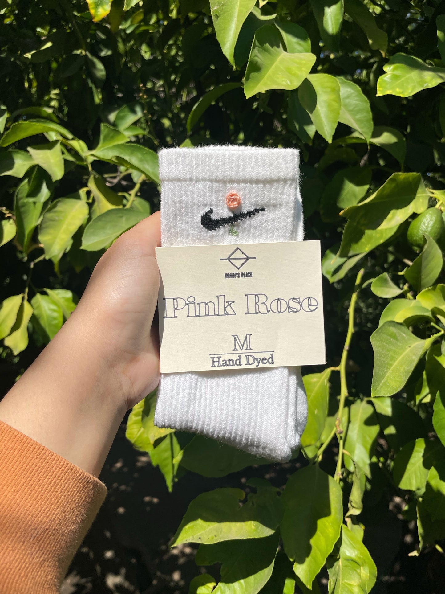 Pink Rose Custom Embroidered Everyday Cush Socks