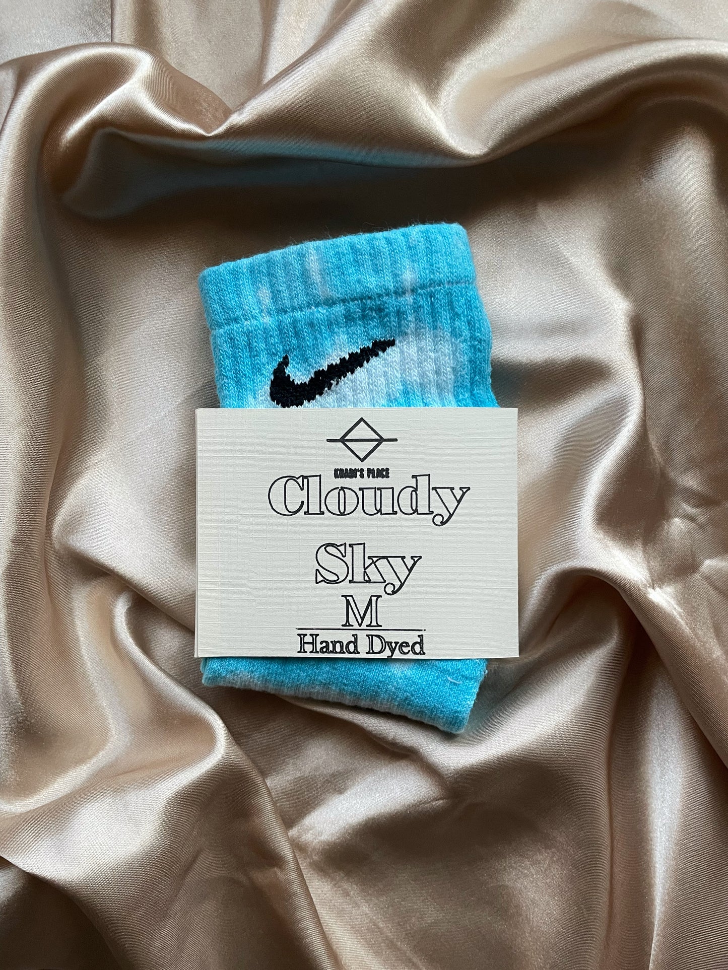 Blue Cloudy Sky Tie Dye Cush Socks | Hand-Dyed Quality | Comfortable Fit
