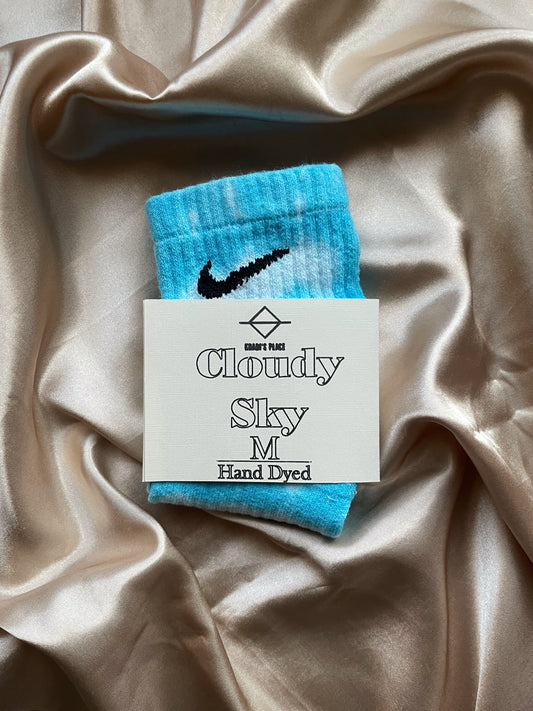 Blue Cloudy Sky Tie Dye Cush Socks | Hand-Dyed Quality | Comfortable Fit