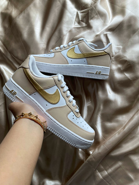 Beige/Champagne and Gold Custom AF1 Inspired by Phantom Metallic Gold Dunk