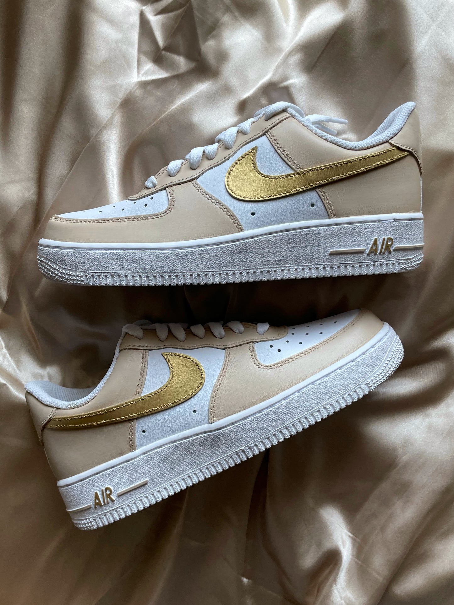 Beige/Champagne and Gold Custom AF1 Inspired by Phantom Metallic Gold Dunk