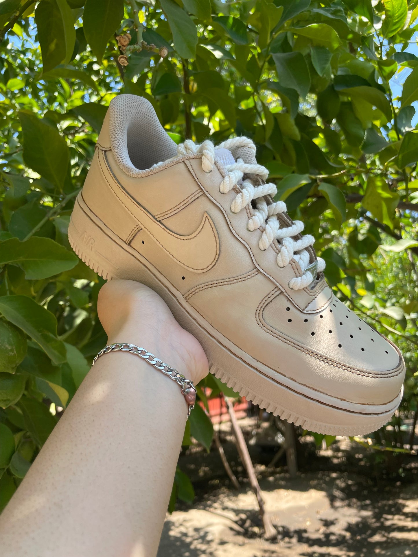 Brown Coffee Dip Dyed Custom AF1 w/ Rope Laces