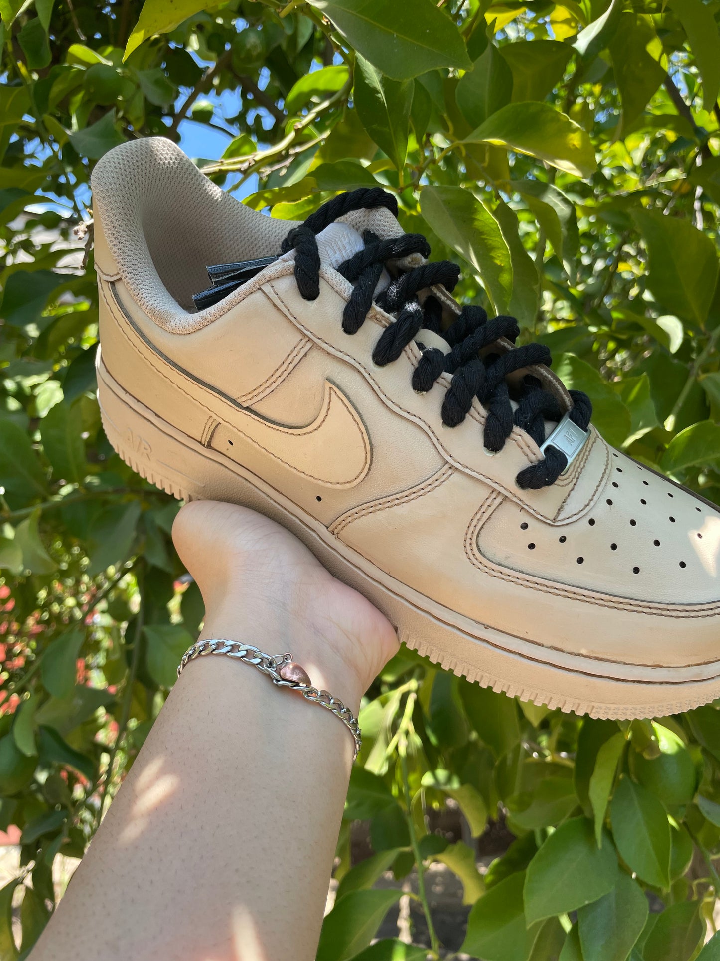 Brown Coffee Dip Dyed Custom AF1 w/ Rope Laces