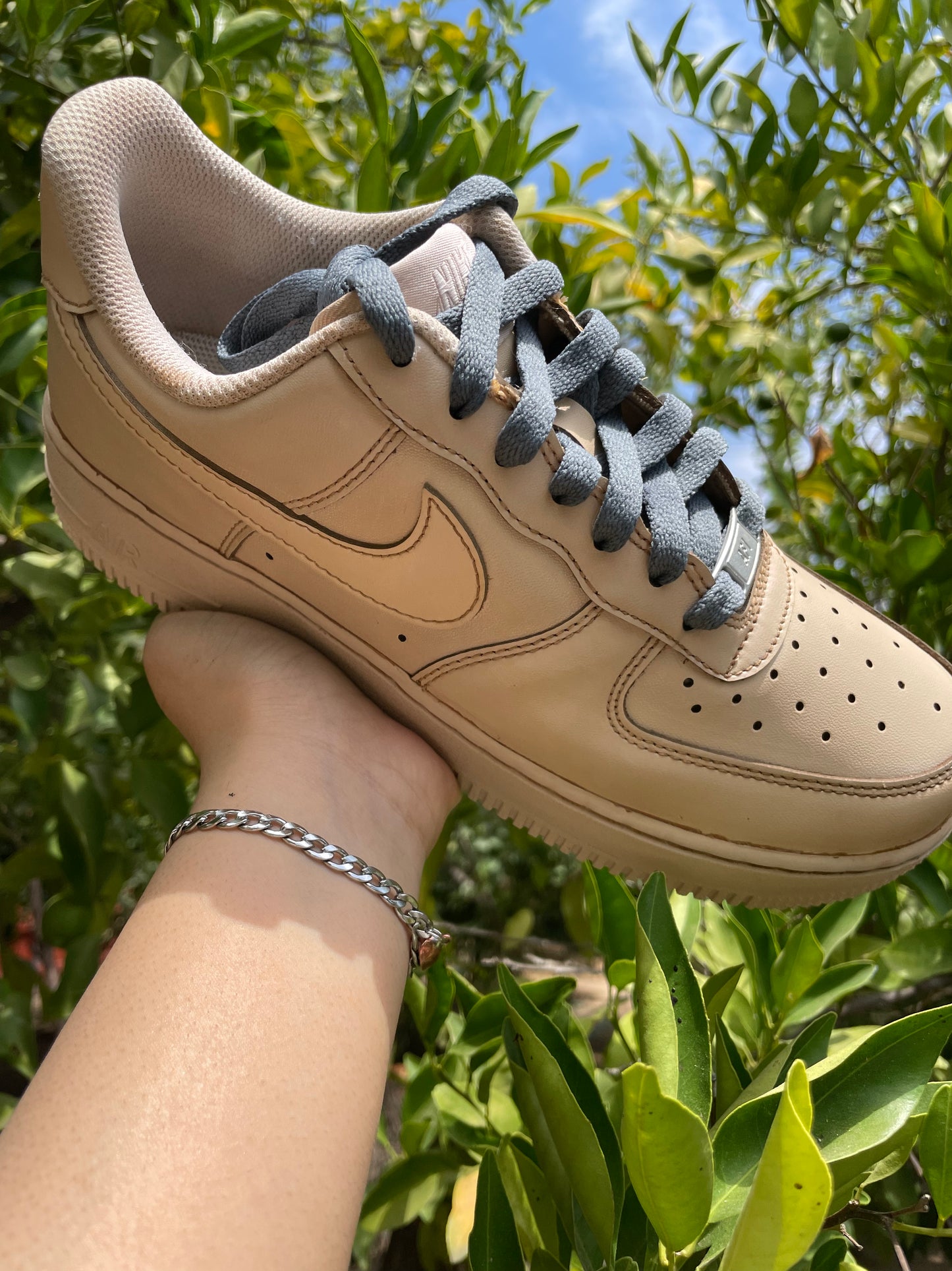 Brown Coffee Dip Dyed Custom AF1 w/ Regular Laces
