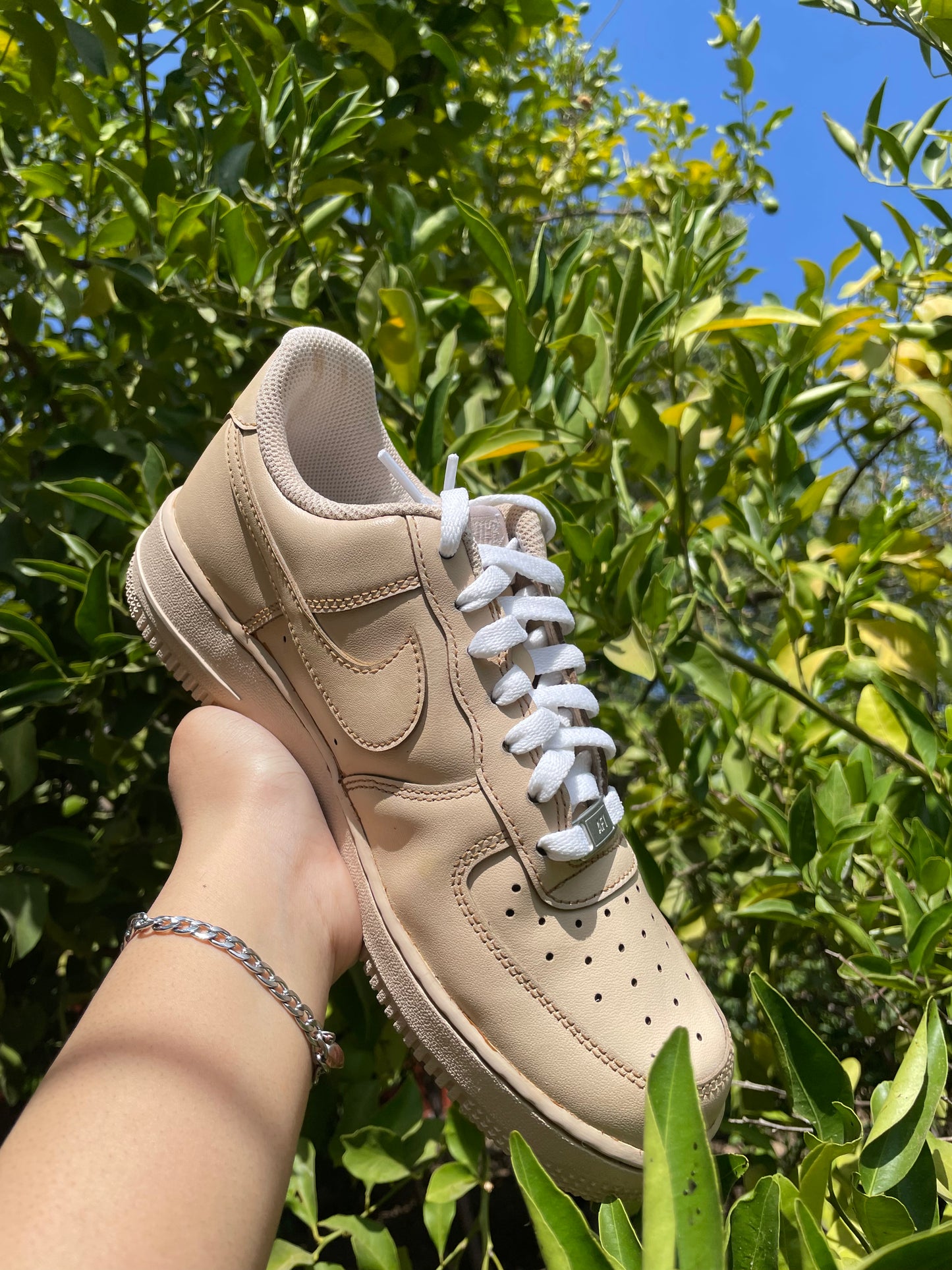 Brown Coffee Dip Dyed Custom AF1 w/ Regular Laces