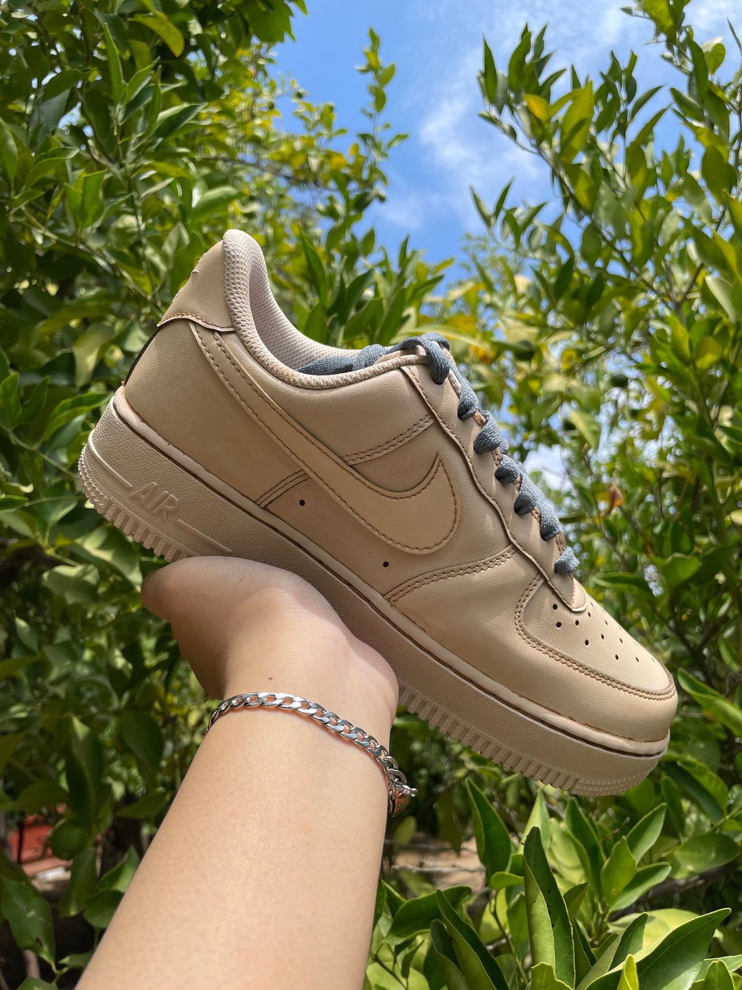 Brown Coffee Dip Dyed Custom AF1 w/ Regular Laces