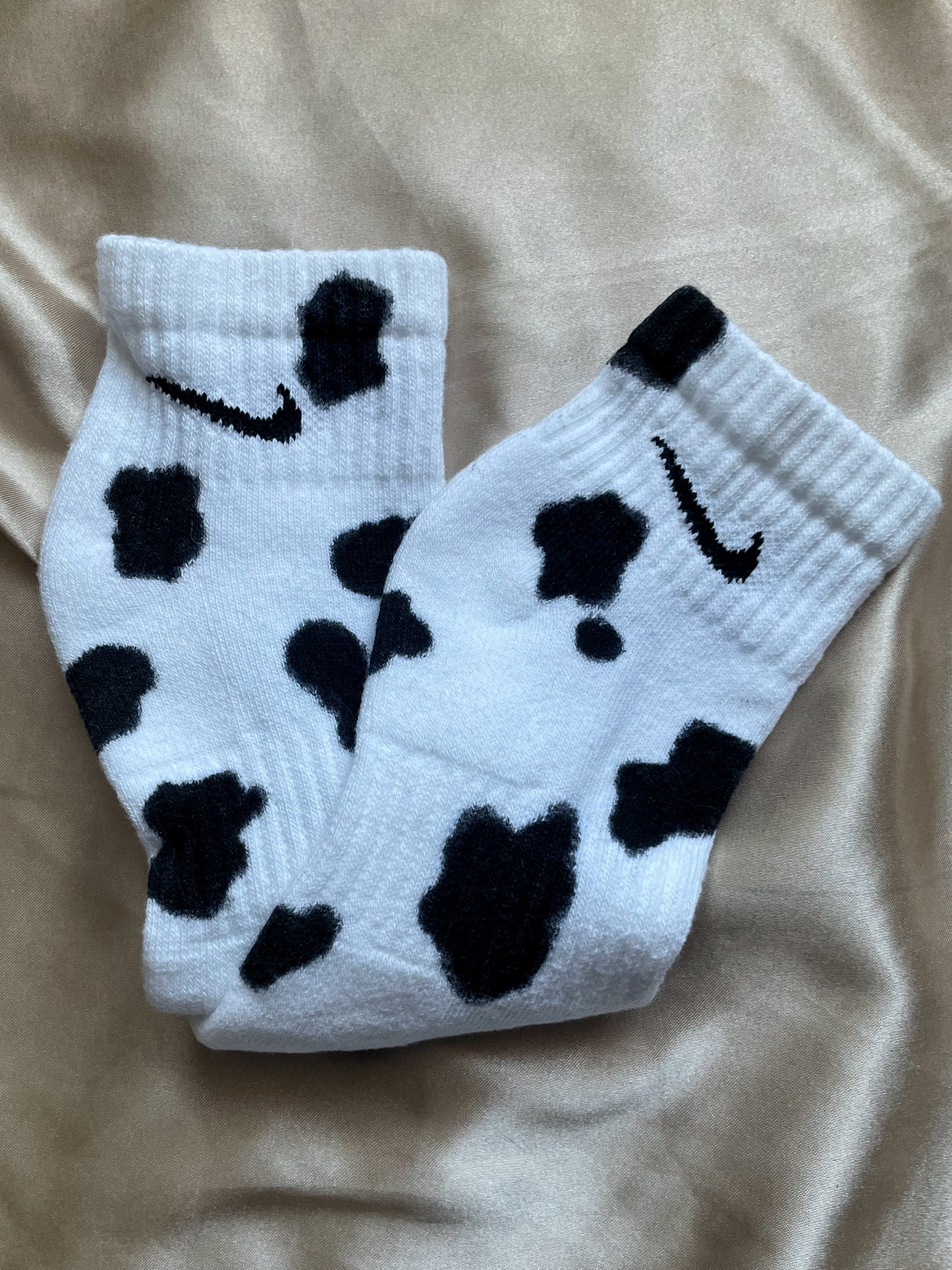 Cow Print Hand painted Everyday Cush Socks