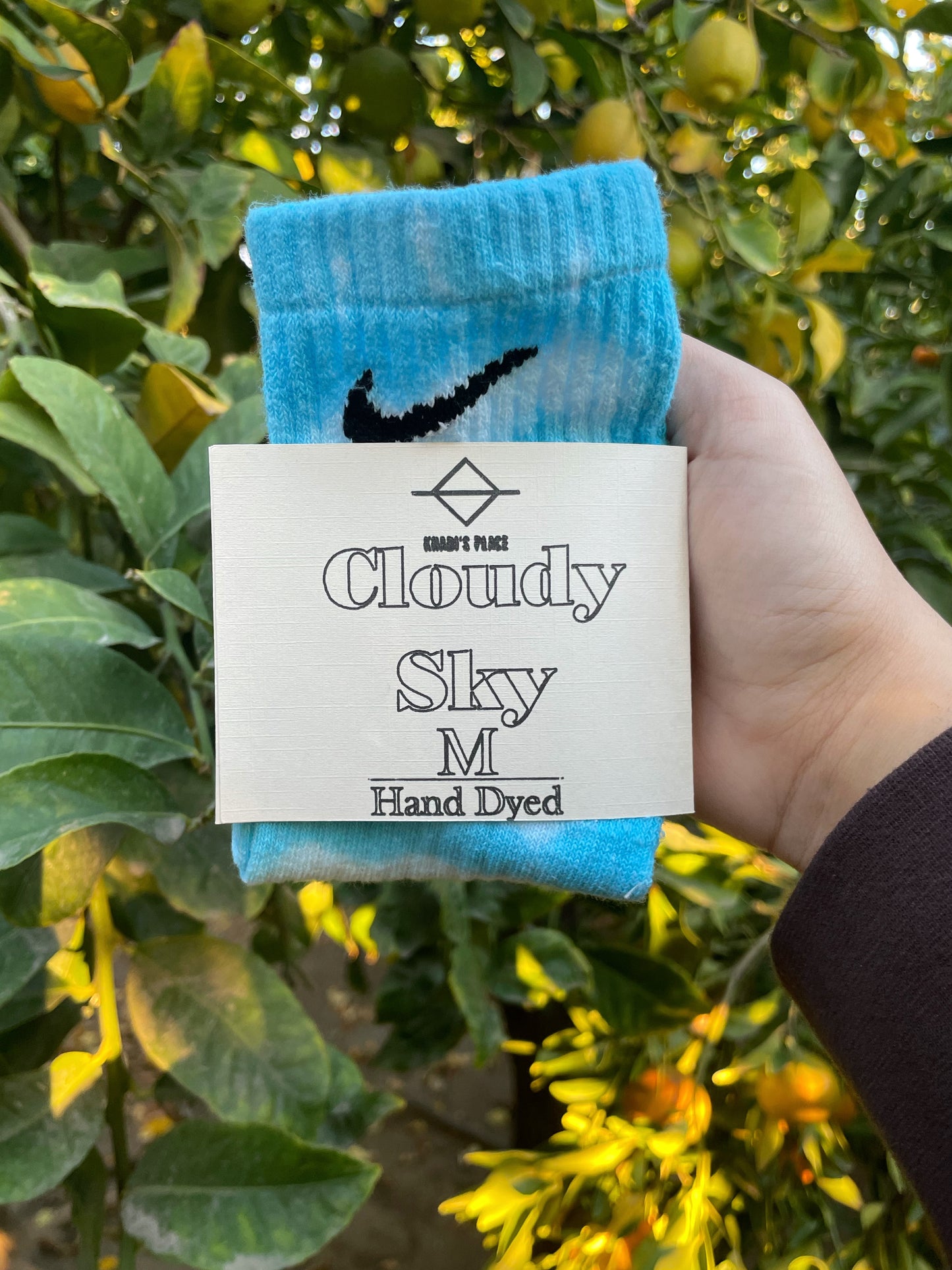 Blue Cloudy Sky Tie Dye Cush Socks | Hand-Dyed Quality | Comfortable Fit
