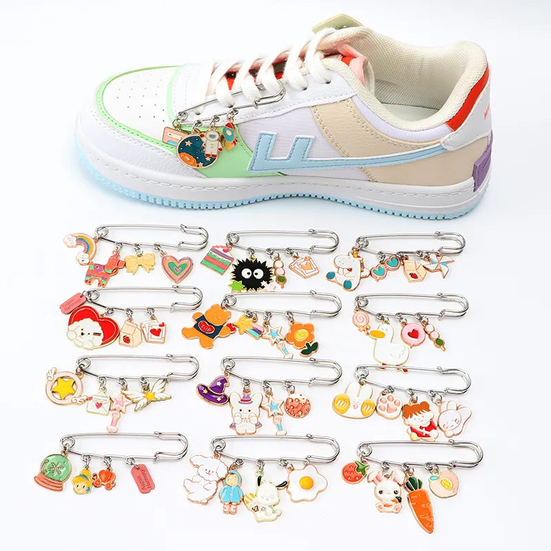Shoelaces Decoration Clips Charms for AF1 Buckle Metal Butterfly Pin Cute Embroidery Rainbow Cartoon Accessories Clothes Brooch
