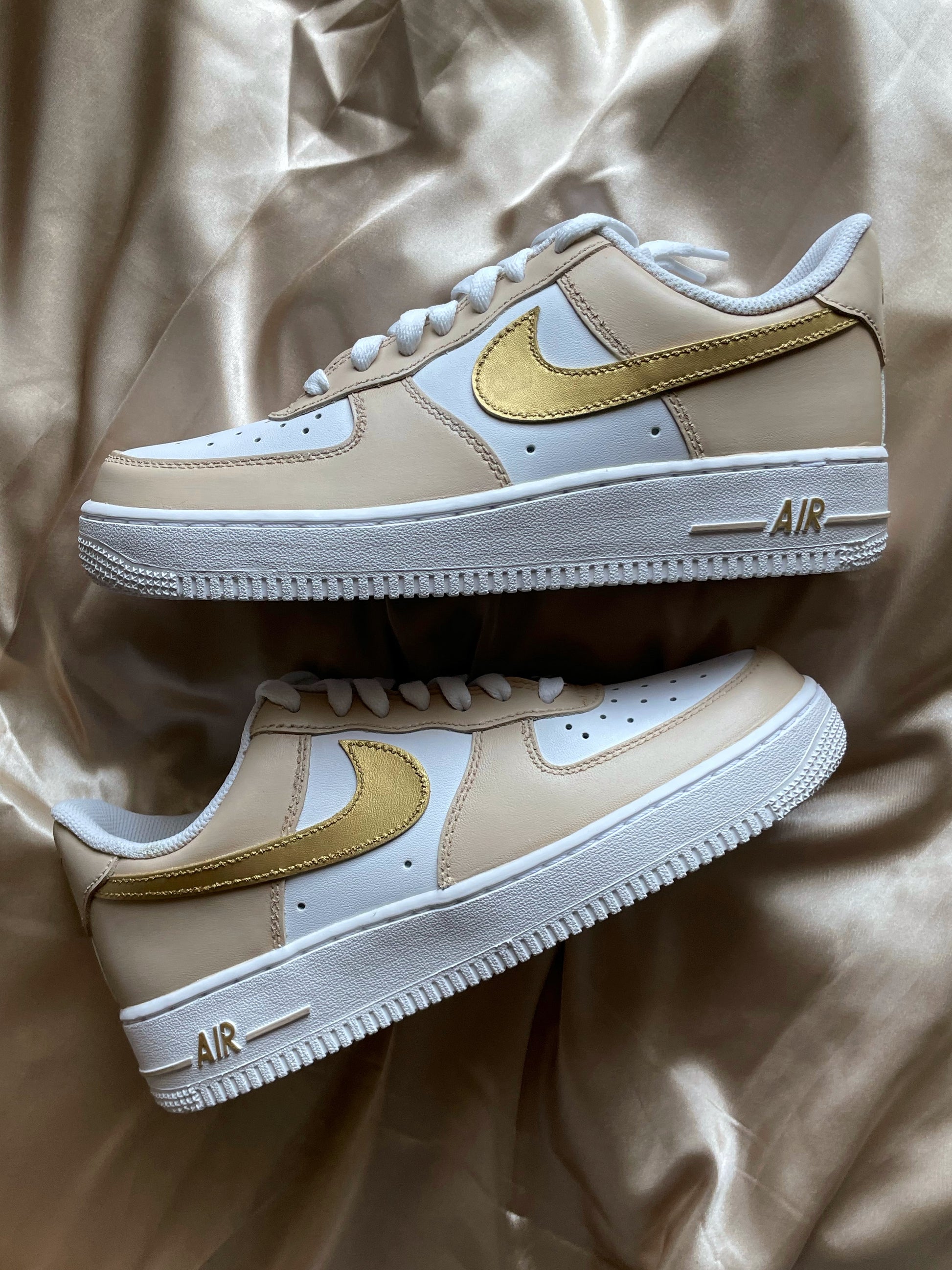 Beige/Champagne and Gold Custom AF1 Inspired by Phantom Metallic Gold –  Khadi's Place