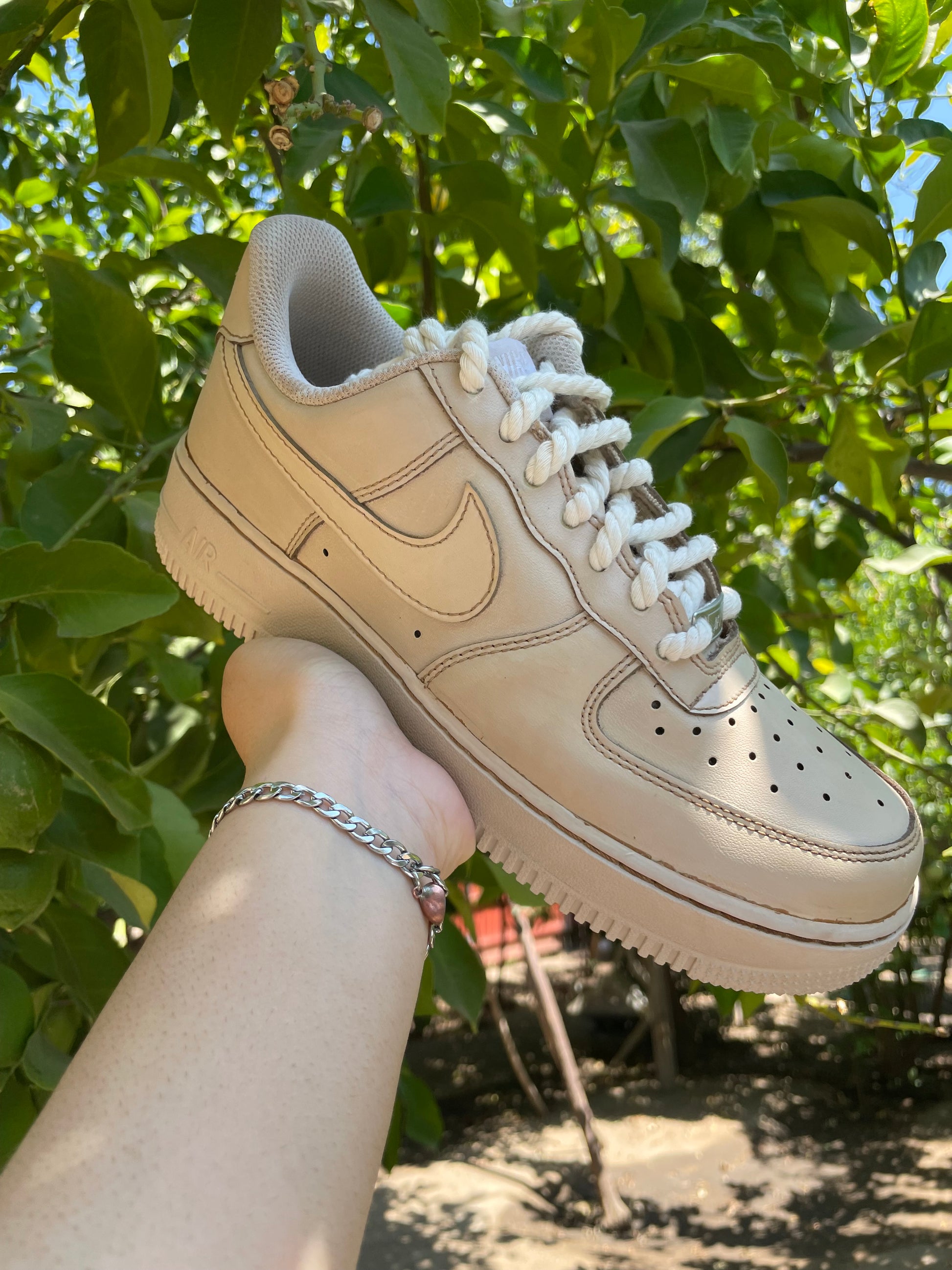 Nike Air Force 1 Low With Brown Rope Laces UNISEX Custom Shoes All