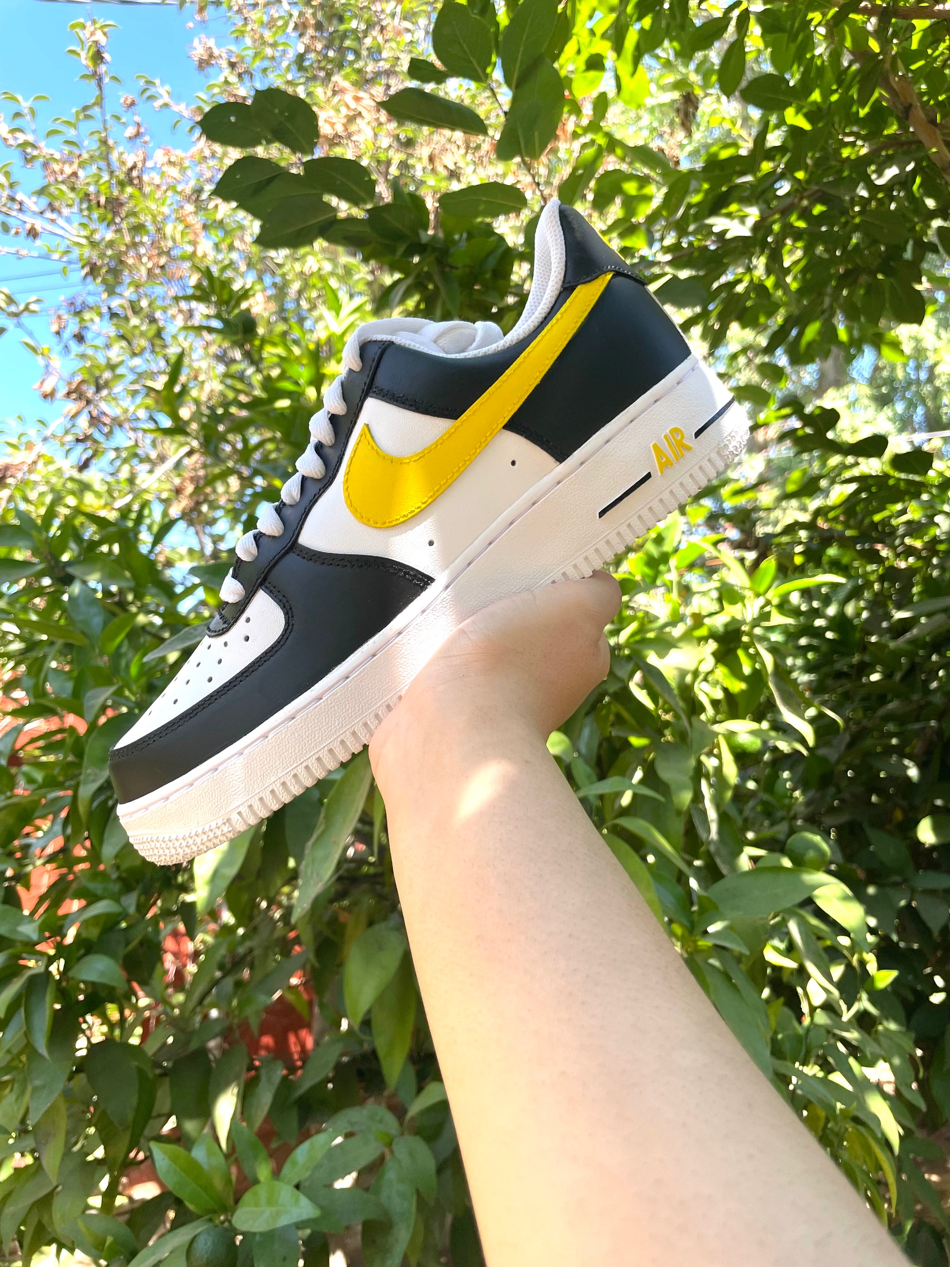 Midnight Black Yellow Custom AF1 Khadi s Place